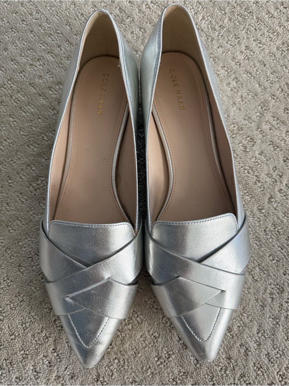 Cole Haan Camila Metallic Silver Flats - size 9.5